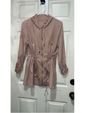 Women's CHOCOLATE USA Pink suede like Utility Jacket L